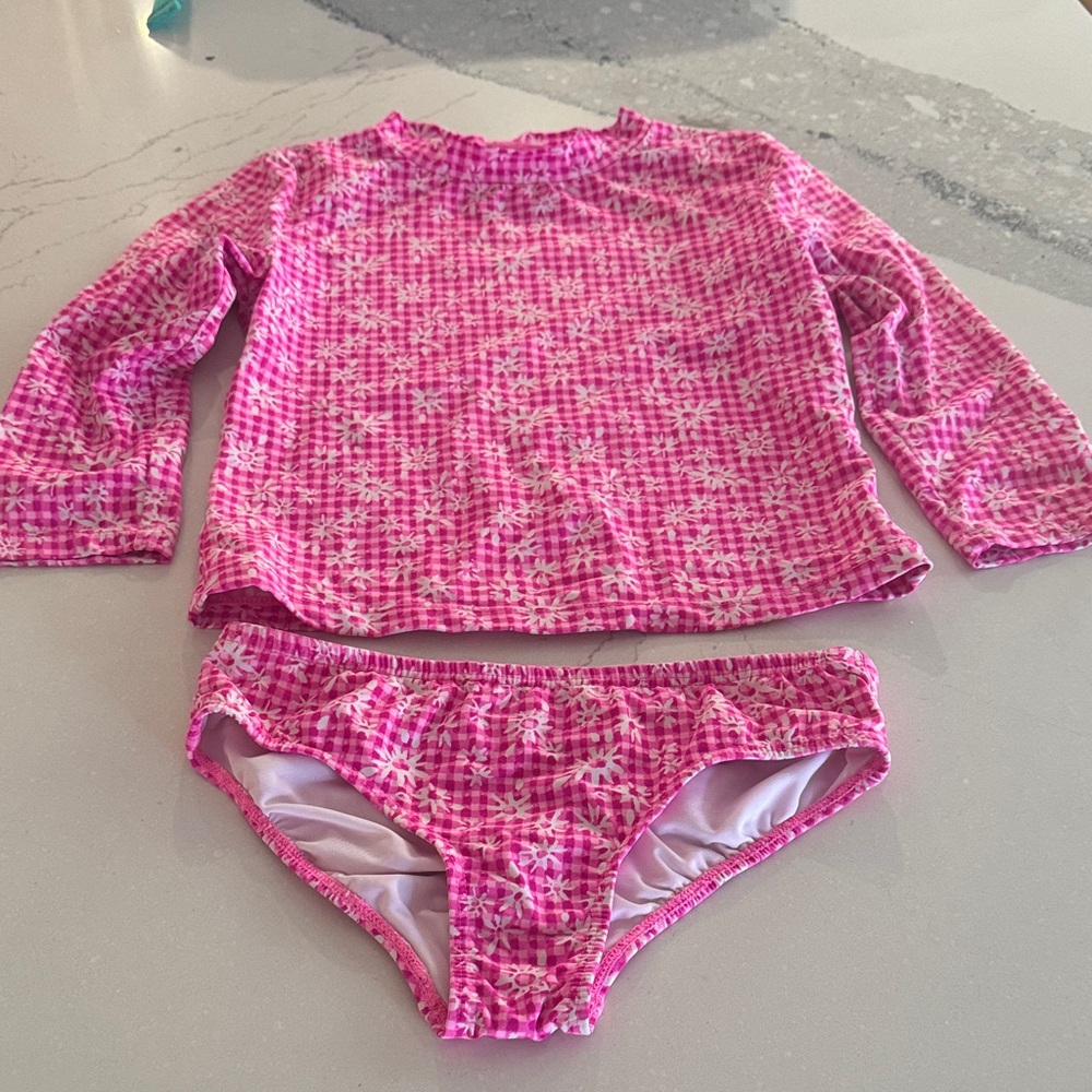 Lilly Pulitzer Pink and White Kids Rashguard Set